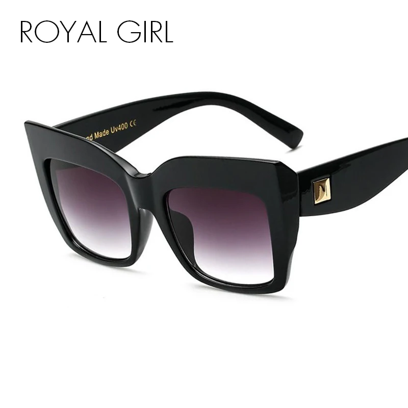 

ROYAL GIRL Oversize Vintage Sunglasses Women Acetate Chic Sun Glasses vintage Clear glasses female glasses frame ss913