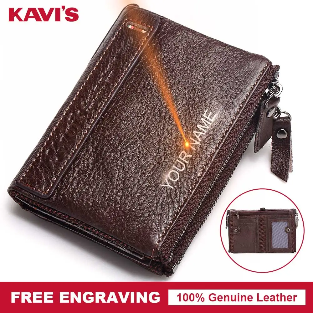 KAVIS Free Engrave Name Luxury Brand Men Wallets Male Coin Purse Fashion Vallet Portomonee ...