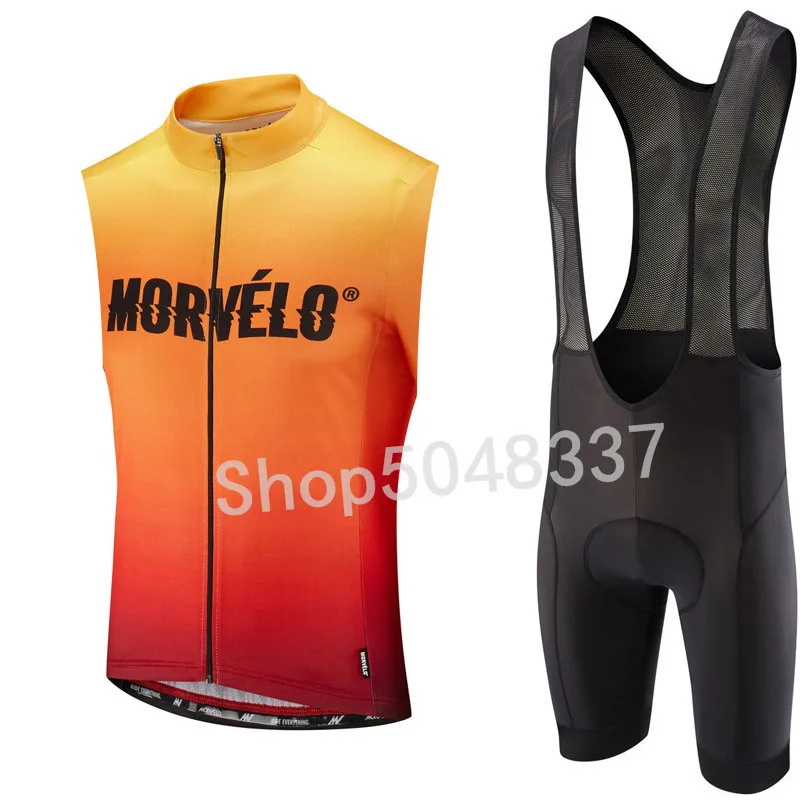 Morvelo команда Спорт на открытом воздухе без рукавов велосипедная одежда Велоспорт Джерси нагрудник шорты набор ropa ciclismo hombre