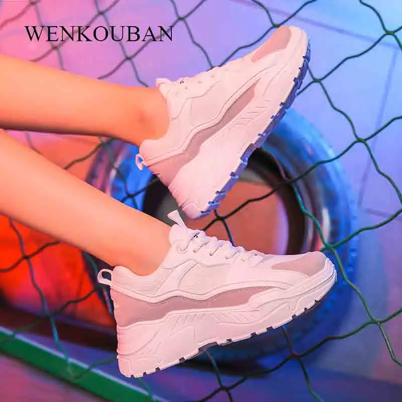 

Women Sneakers 2019 Platform Trainers Ladies White Sneakers Breathable Casual Shoes Zapatillas Mujer Chaussures Femme