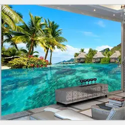 Beibehang пользовательские обои большой высокого класса HD расширения пространства Мальдивы море фоне стены гостиная, спальня ТВ диван росписи