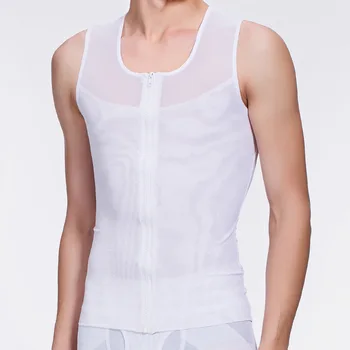 Male men posture correction slimming underwear zipper body shaper shirt waist trainer corsets