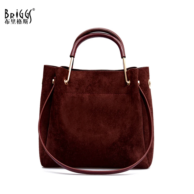

BRIGGS Vintage Women's Bag Shoulder Female Luxury Suede Leather Messenger Bag Women's Crossbody Ladies Hand Bags for Women sac
