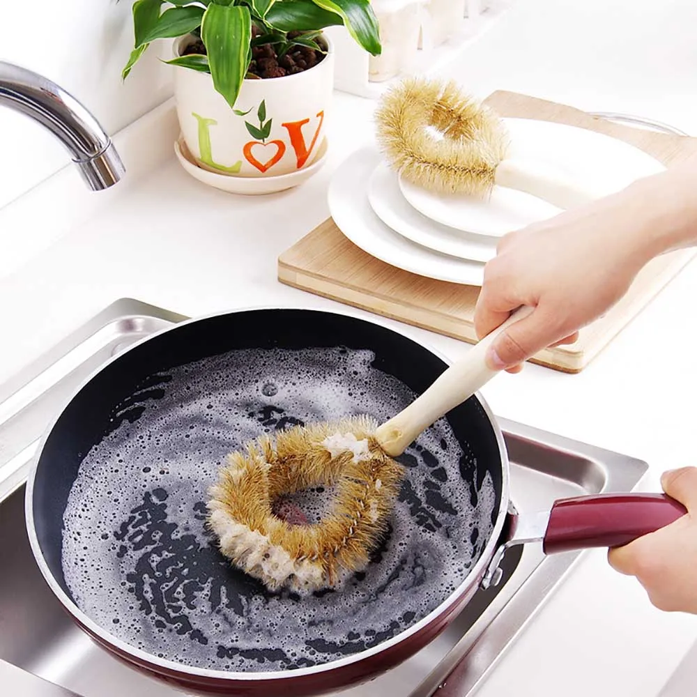 High Quality Wooden Washing Skillet Pot Cleaning Brush Dish Bowl