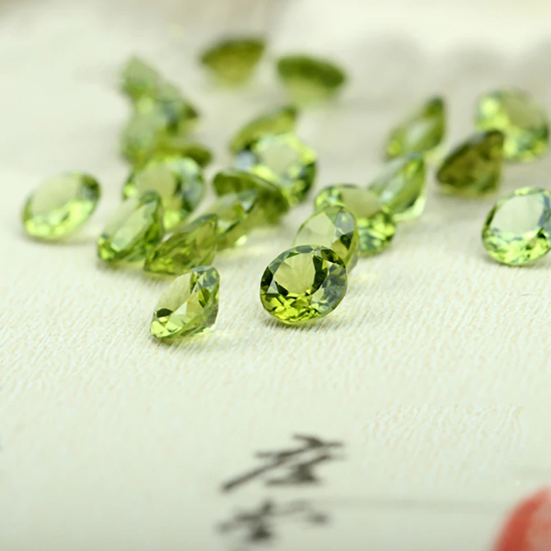 Natural green peridot stone,5mm round cut loose gemstone for jewelry making,Designer DIY stone