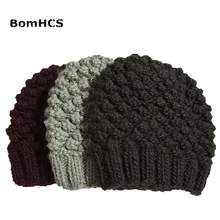 BomHCS Европейский стиль простой унисекс зима теплая пряжа Beanie комплект вязаная шапка+ шарф ручной работы