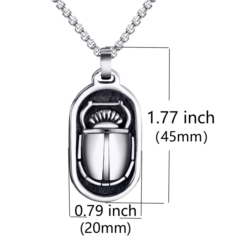 Elfasio Мужская подвеска из нержавеющей стали ожерелье Египетский скарабический глаз с символом горы двухсторонний винтажный ювелирный цепочка