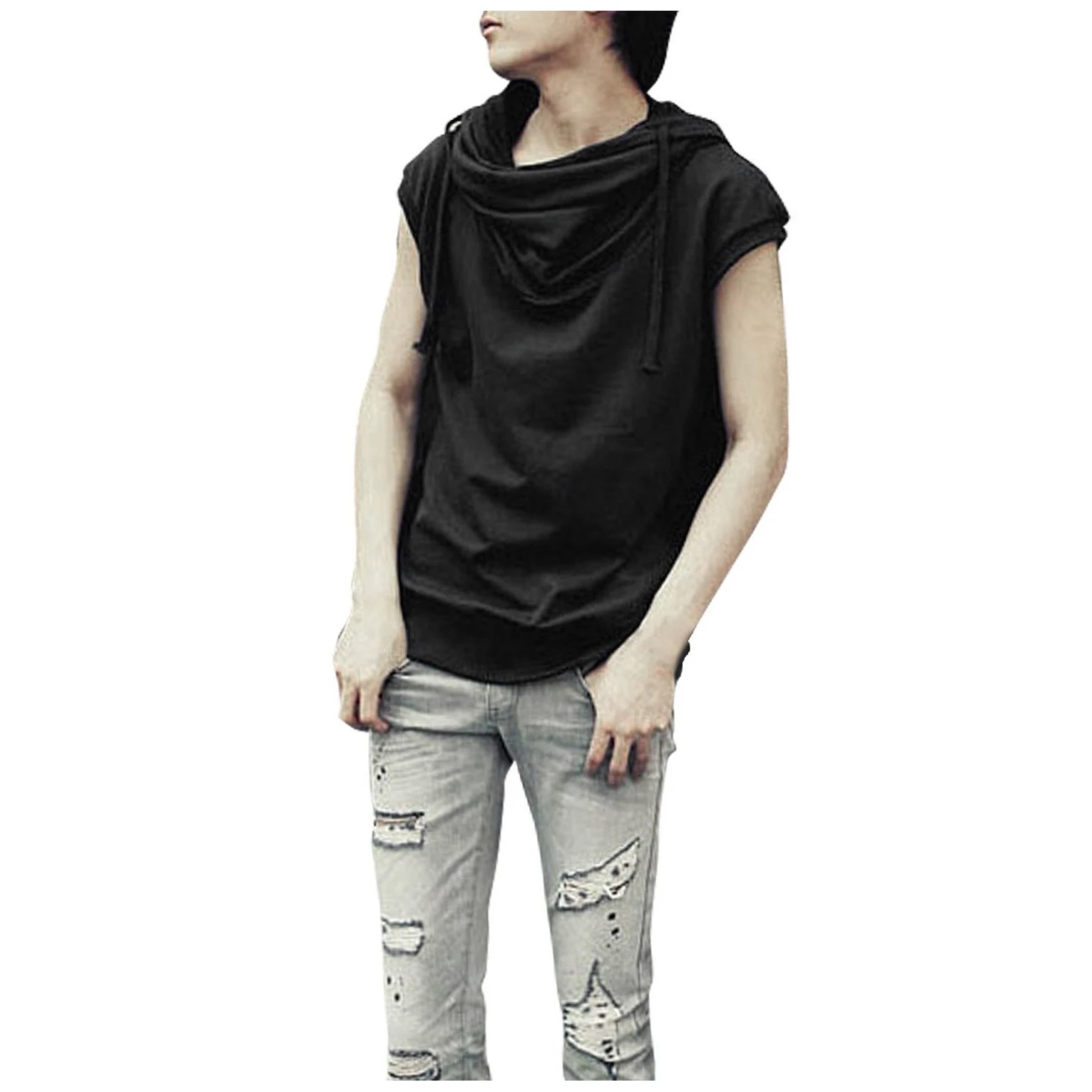 Men Pullover Cowl Neck Short Sleeve 