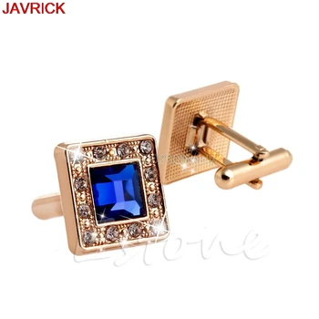 

Men's Blue & Gold Crystal Square Wedding Shirt Cuff Links Cufflinks Party Gift #H058#