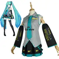 Vocaloid Hatsune Miku Tops Dress Uniform Outfit Anime Customize Cosplay Costumes Wig Shoes