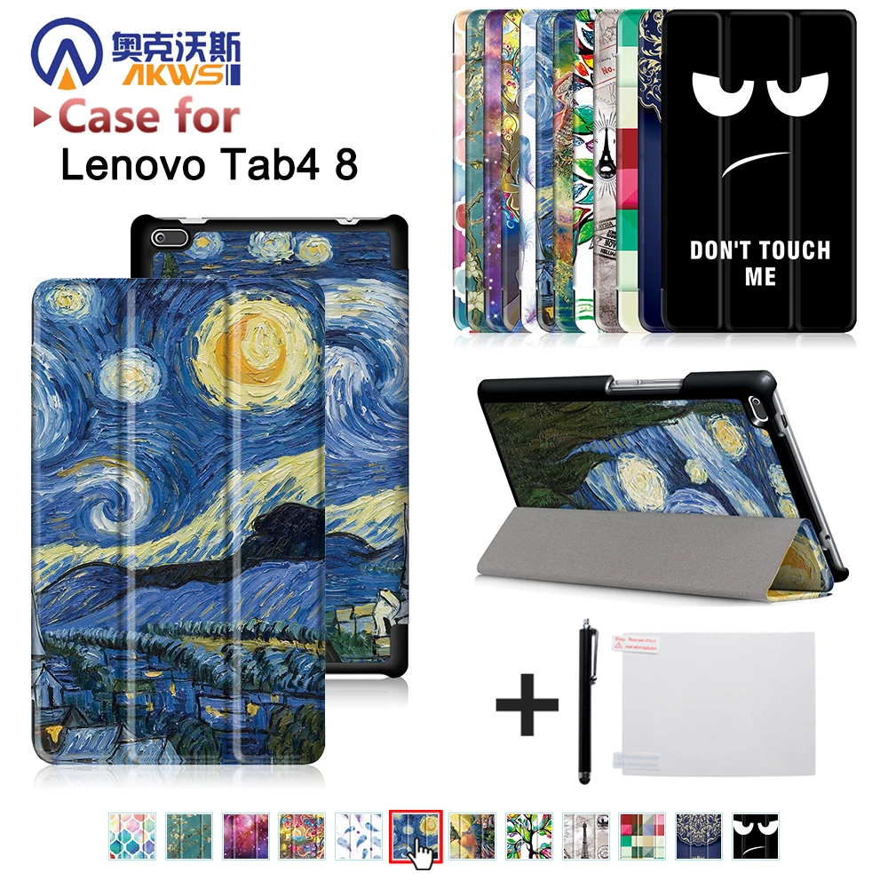 Чехол для lenovo Tab 4 8(TB-8504F/TB-8504N) выпуск " планшет с треугольной подставкой ультра тонкий чехол Чехол+ Бесплатный подарок