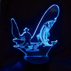Рыбалка человек 3D лампа USB LED ночник сенсорный выключатель 7 цветов изменить крытый свет настольная лампа украшение дома для игрушки друзья
