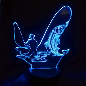 

Fishing Man 3D Lamp USB Led Night light Touch Switch 7 Color Change Indoor Light Desk Lamp Home Decoration For Toy Friends Gift