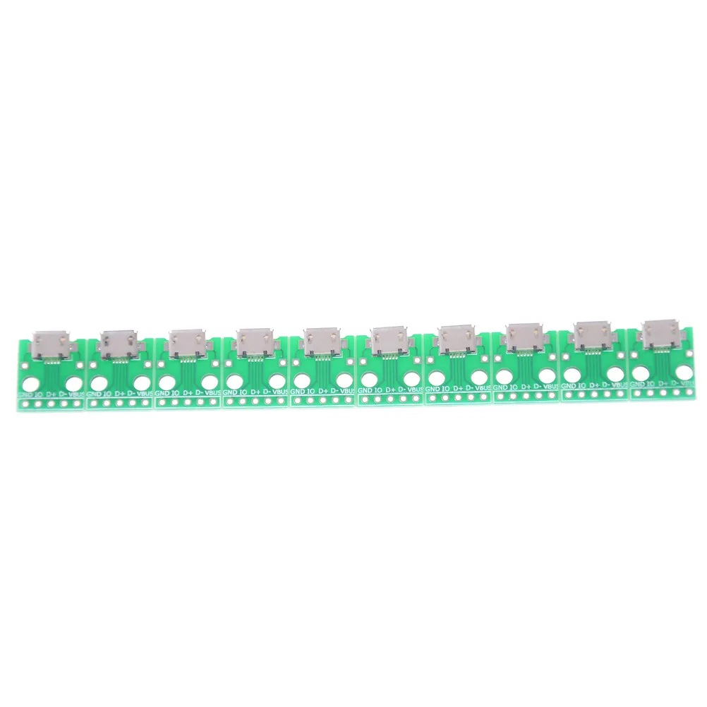 

10pcs 5-Pin Pinboard 2.54mm Micro USB PCB Type Module Board Panel Female Parts Mini Micro USB to DIP 2.54mm Adapter Connector