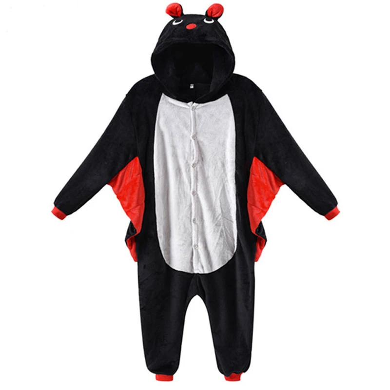 Online Kinder Onesies Mit Hausschuhe Kigurumi Kinder Erwachsene Frauen Bat Tier Pyjama Anzug Overall Party Lustige Outfit Flanell Nachtwäsche