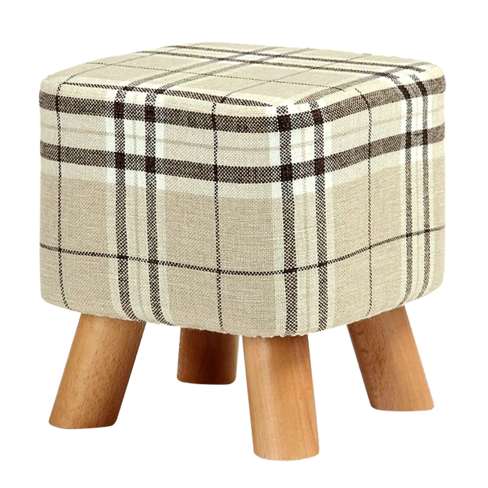 

Modern Luxury Upholstered Footstool Pouffe Stool + Wooden Leg Pattern:Square Fabric:Big Checkered(4 Legs)