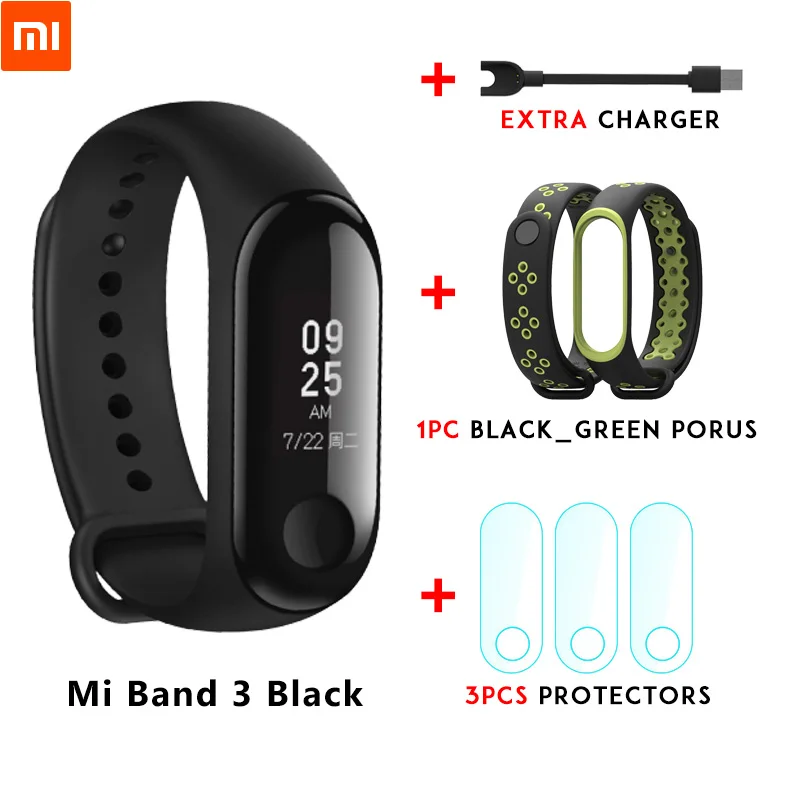 Xiaomi mi Band 3 mi band 3 для Android IOS фитнес-трекер монитор сердечного ритма 0,78 ''OLED дисплей тачпад Bluetooth 4,2 - Цвет: Mi band 3 n strap