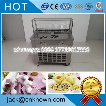 

Double pan fried ice cream machine 1600w ice cream roll machine square pan frying cream maker