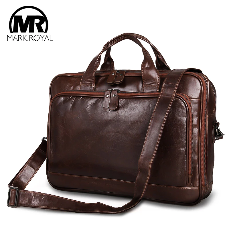 

MARKROYAL Men's Retro Leather Briefcase Shoulder Bag Men Luxury Brand Messenger Bags Crossbody Handbag Tote For 15.6 inch Laptop
