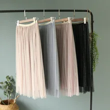 ALPHALMODA новая весенняя Фея сияющая Женская юбка в складки до середины икры длинные юбки женские летние модные сверкающие юбки