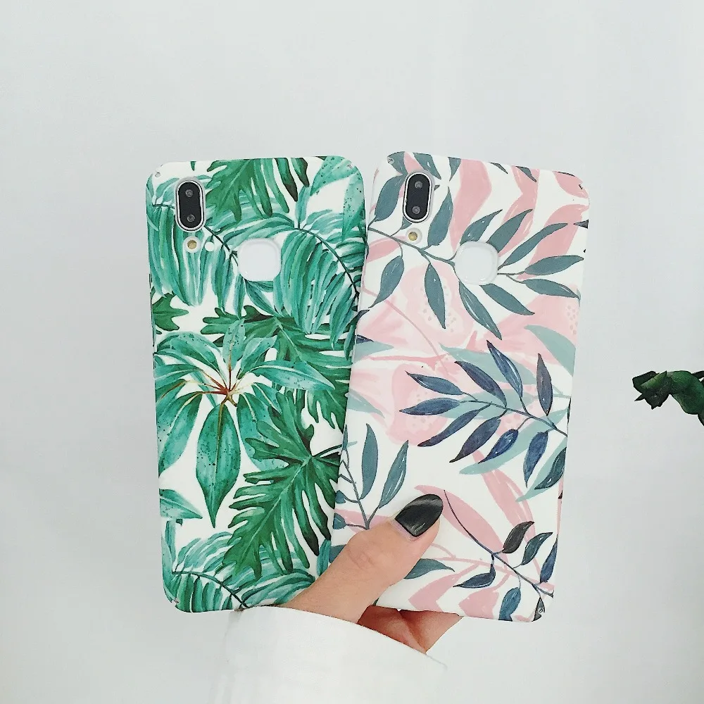 

For Vivo X9 X9s X20 Plus X21 X7 Y66 Y67 Y75 Y79 Y85 Phone Bag Fresh Leaves Pattern Hard Pc Case Cover Skins Coque
