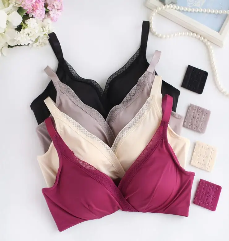 

100% Silk Lining Lace Deep V Comfortable Wireless Bra Bralette M L XL 2XL SS012