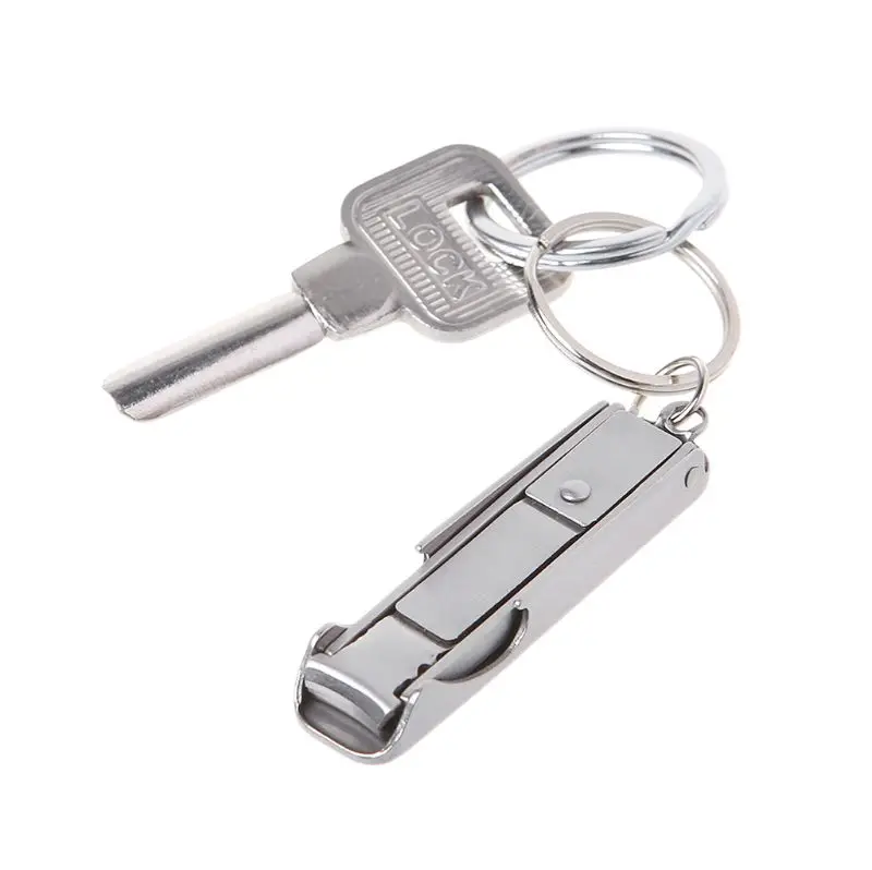 

2 in 1 Nail Clipper Bottle Opener EDC Pocket Tool Nail File Keychain For Travel