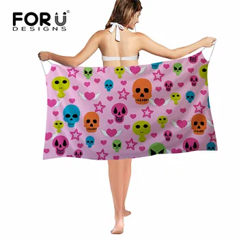 

FORUDESIGNS Sarong Beach Pareo Skulls Print Chiffon Scarf Hawaiian Dresses Female Sexy Women Bikini Cover Up Wrap Hijab Scarf
