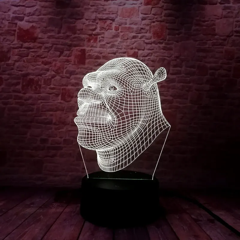 Шрек Аниме Figma светодио дный светодиодный ночник 3D иллюзия красочные вспышки освещение светятся в темноте фигурку игрушечные лошадки для