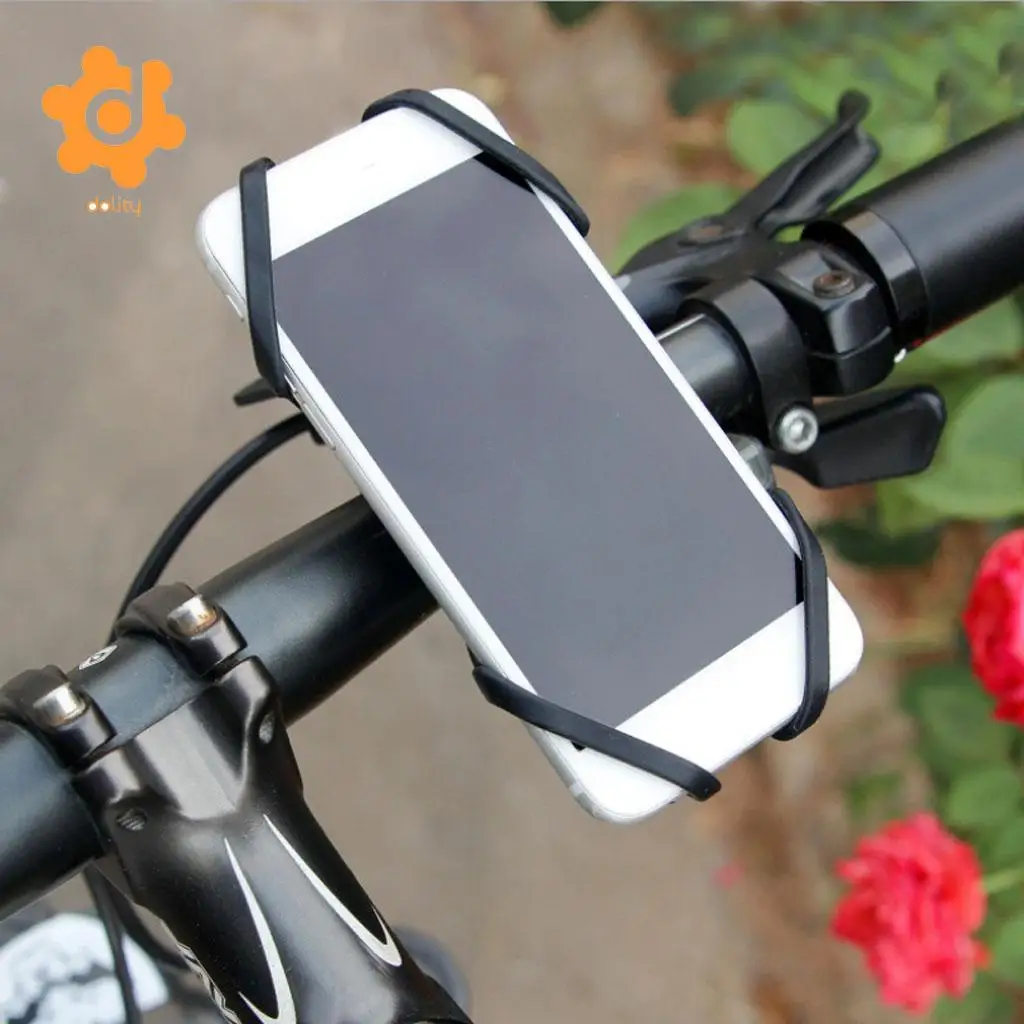 Silicone Motorcycle Bike Bicycle Handlebar Phone Mount Holder Bracket Rack GPS Case Works for 4-6 inch Smartphones 