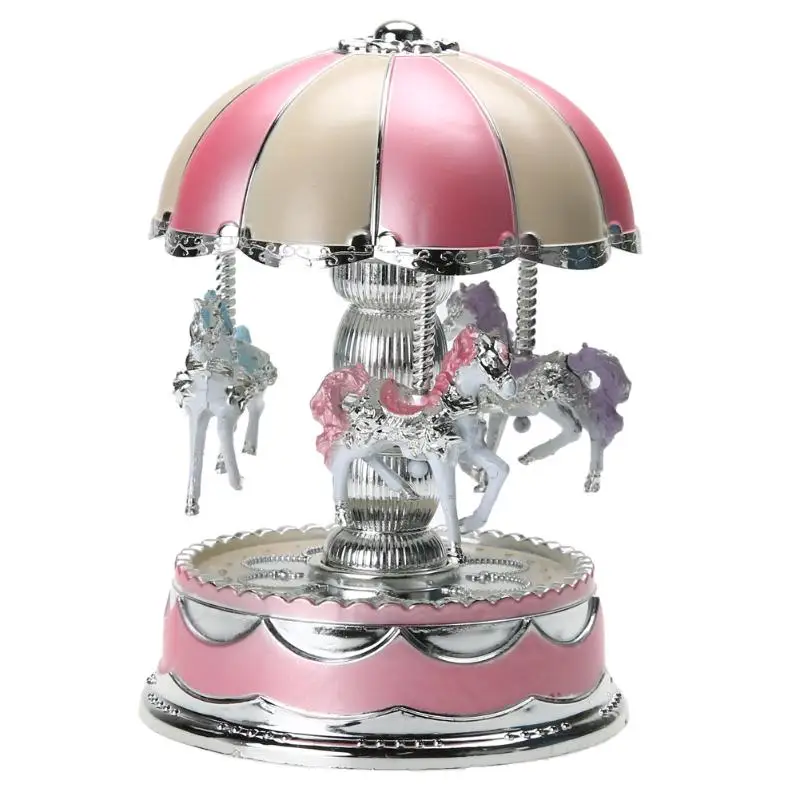 Luz LED Merry-Go-Round caja de música de carrusel niños niñas navidad regalo de cumpleaños juguete boda fiesta decoración de vacaciones