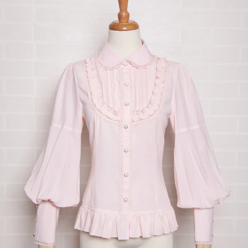 Blusa Larga Camisa Chica Con Medida Chifón De Dulce Mujer Manga A kZXiPu