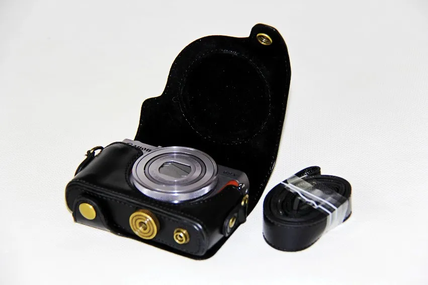 Роскошный чехол из искусственной кожи для камеры, чехол для камеры Canon powershot G9X с плечевым ремнем, черный цвет