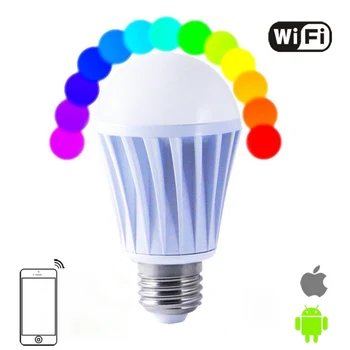

E27 Wifi Bulb 7W RGBW Led Light Bulb Smart Wireless Remote Control Magic Lamp Change Dimmable For Home Hotel Android AC100-240V