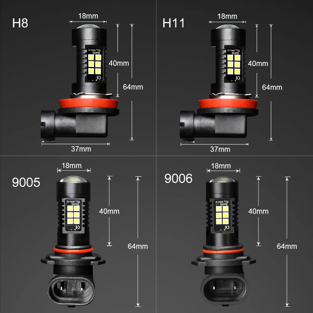 2 шт H7 Led H11 H8 9005 HB3 9006 HB4 21SMD 3030 лампы автомобиля Противотуманные дальнего света авто