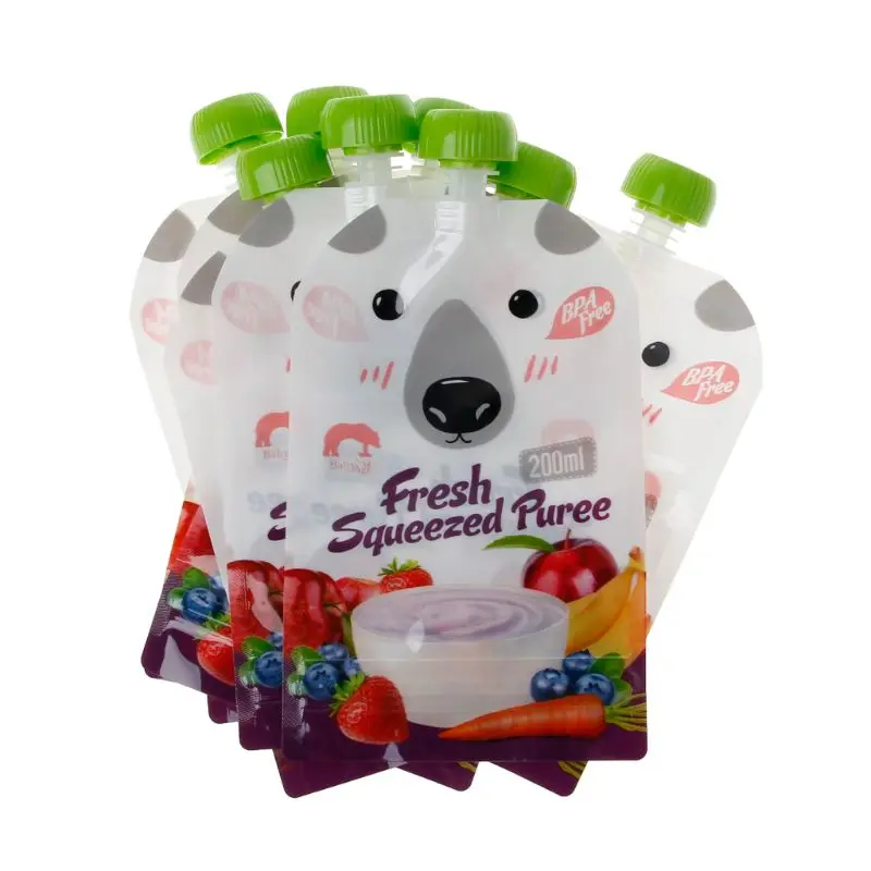 

New 8pcs High Quality Resealable Fresh Squeezed Pouches Practical Baby Weaning Food Puree Reusable Squeeze Bag Food Storage Bag