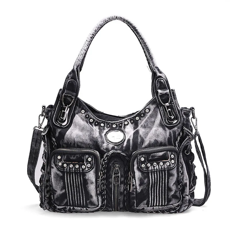 

Luxury handbags women denim crossbody messenger bags female tote high quality weave ladies top-handle