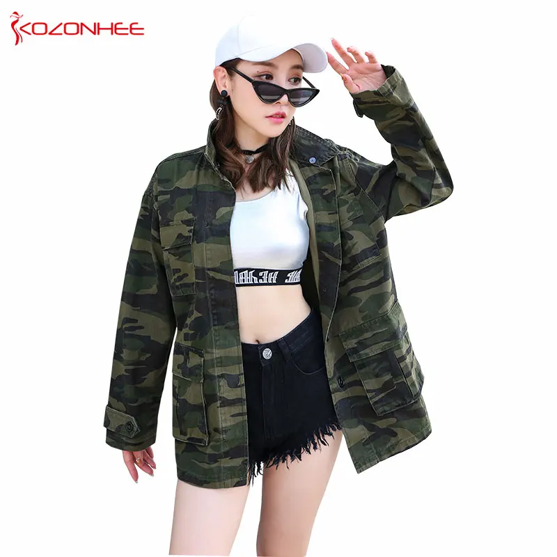 

Loose Boyfriend Camouflage denim jacket Women Female Long Sleeve Hooded Jean jacket long Coat Plus Size Autumn jackets For women