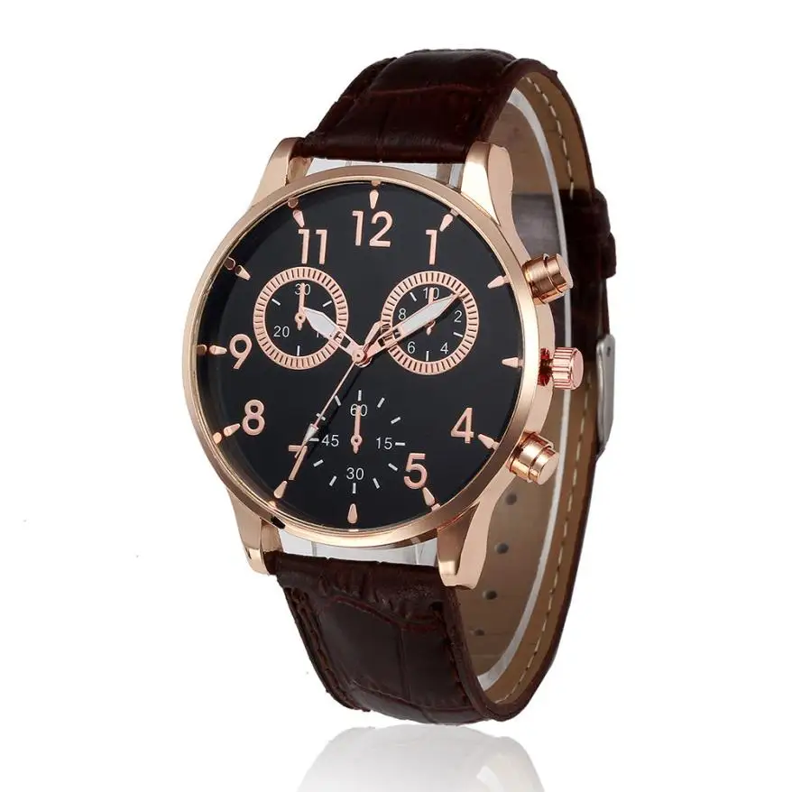 Мужские водонепроницаемые кварцевые часы с ремешком из ПУ кожи|wristwatch waterproof|wristwatch