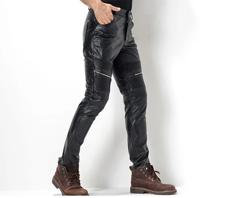 Description Picture 4 of itemMen's Leather Pant Biker Pants Motorcycle Punk Rock Pants Tight Gothic Leather Pants For Men TJ05