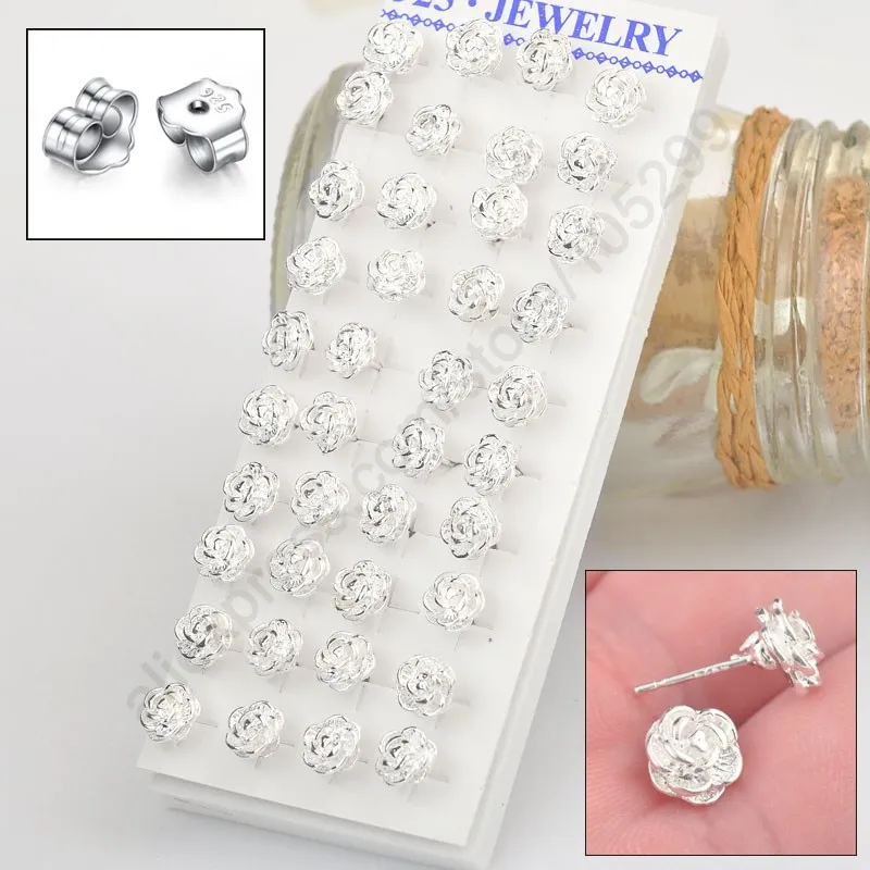 

JEXXI 80PCS Fine Nice Woman Stud Earrings Pure 925 Sterling Silver Exquisite Flower high quality fashion classic jewelry