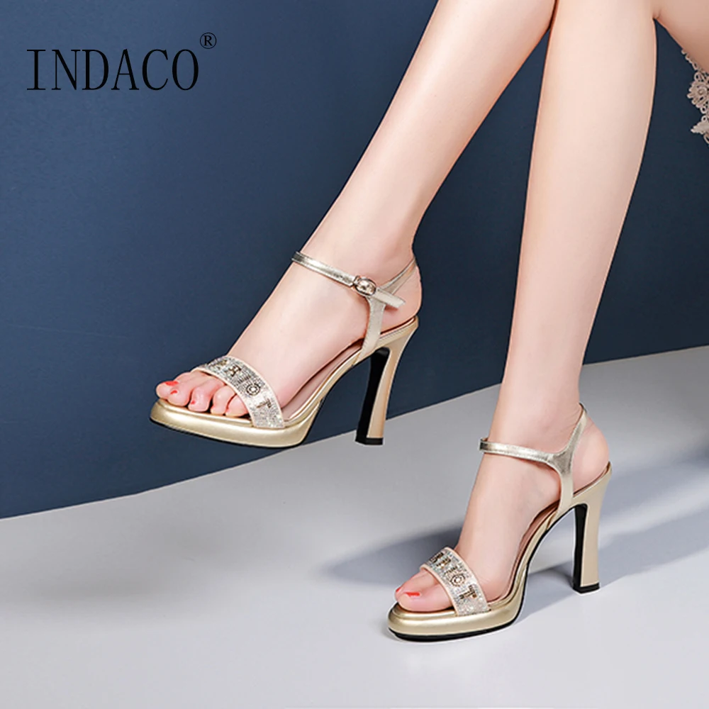 

Summer Shoes Women Sandals 2019 Sexy High Heels Sandals Women Open Toe Platform Rhinestone Party Shoes 10cm