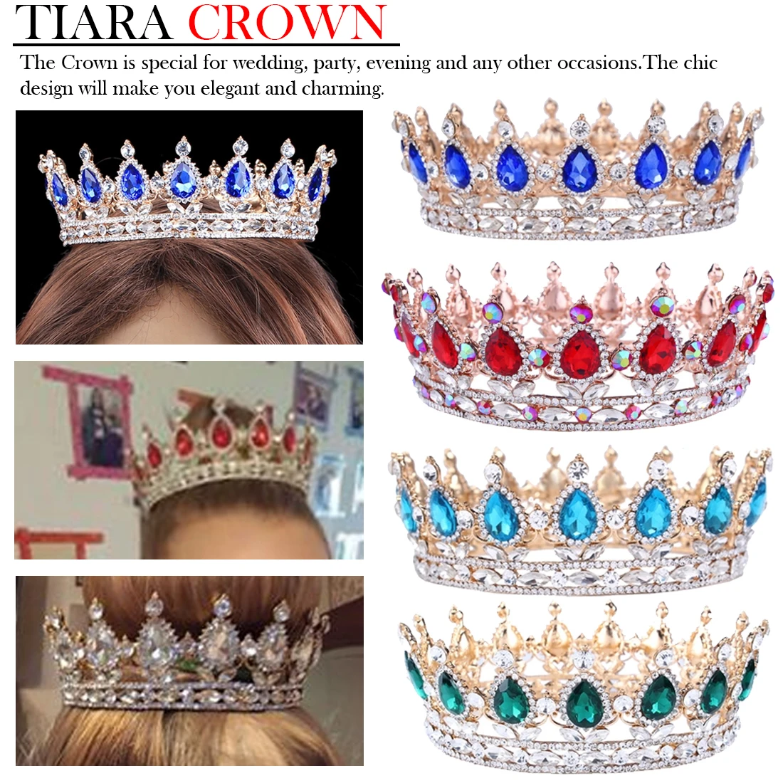 

2019 New Fashion Baroque Luxury Crystal Bridal Crown Tiaras Light Gold Diadem Tiaras for Women Bride Wedding Hair Accessories