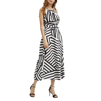 

Hot Sale Women Midi Party Dresses Geometric Print Summer Boho Beach Dress Loose Dress Vestidos