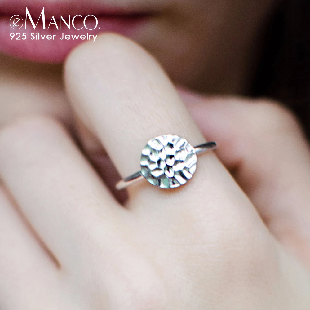 

e-Manco 925 Silver Rings Minimalist Engagement Rings Vintage Fine Jewelry Geometric Round Shape Women Jewelry Wholesale Price