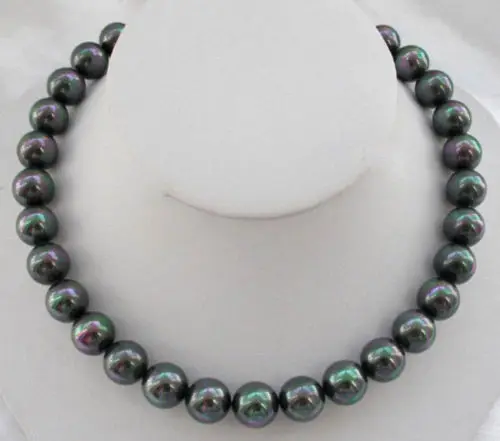 

Hot sale new Style >>>>>Natural AAA 10mm Black Rainbow South Sea Shell Pearl Necklace 18