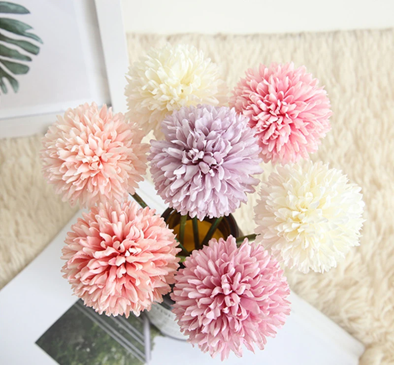 JAROWN Simulation Dandelion Flower Branch Artificial Single Head Thorn Ball Wedding DIY Flowers Bouquet Home Decor Accessories 6) (2)