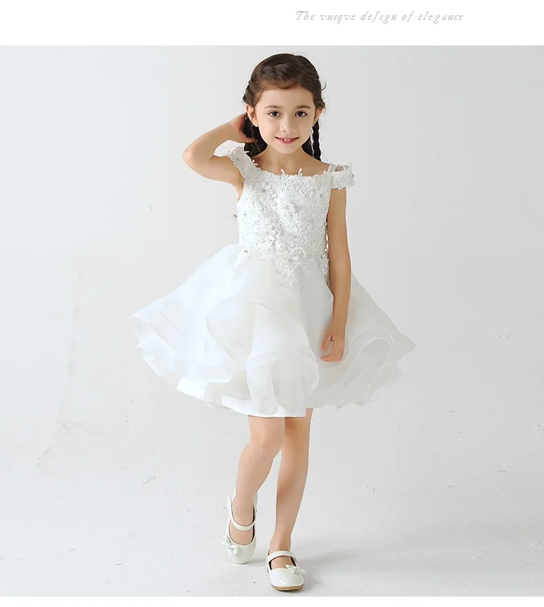 Лидер продаж; белое кружевное платье с бусинами и цветами для девочек на свадьбу; бальное платье с открытыми плечами; платья для причастия; платья для первого причастия
