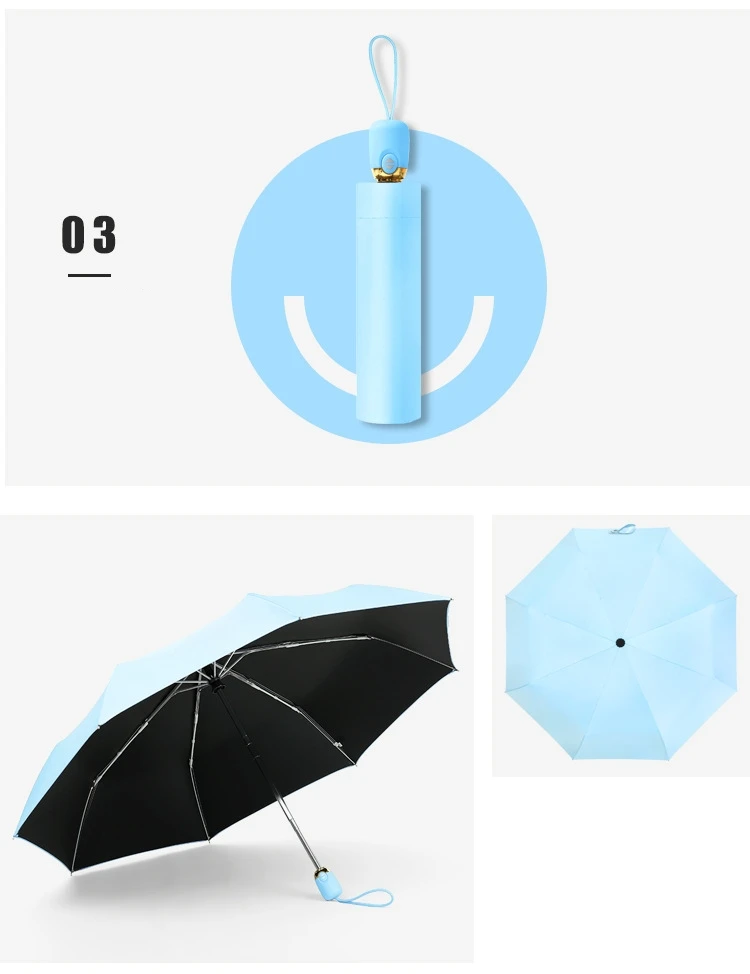 Women Rain Automatic Umbrella Durable Anti-UV Waterproof Quality Men Umbrellas Three Folding Female Parasol RG076