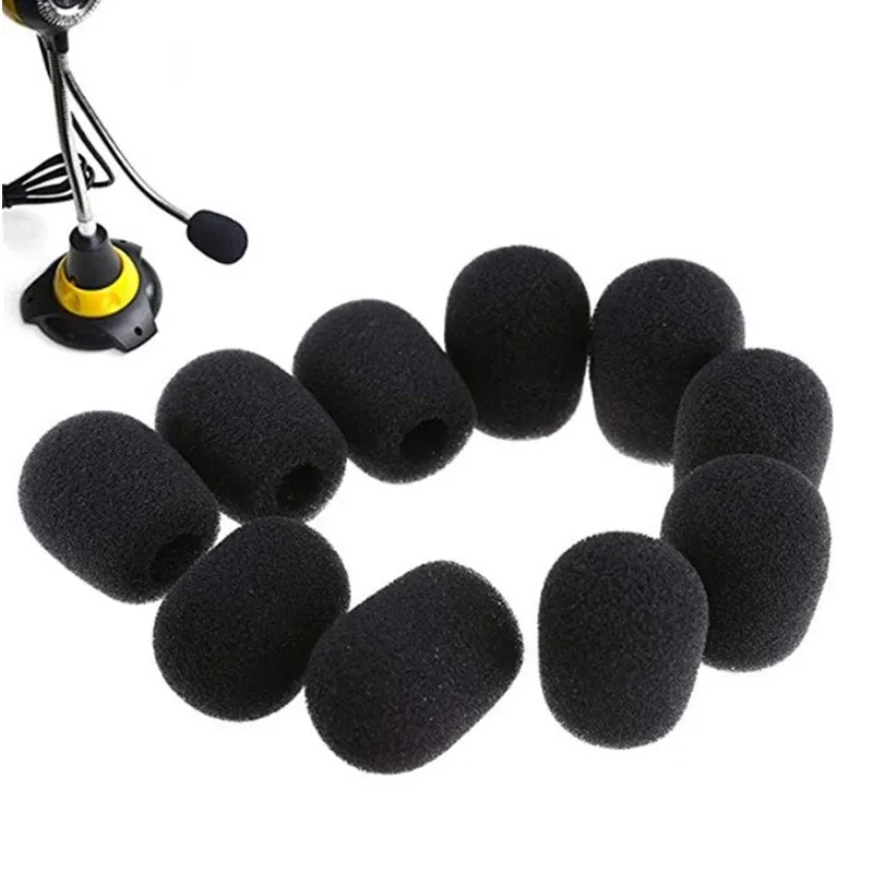10pcs Foam Microphone Replacement Pads Headset Mic Cover Microphone Windscreens Protective Cap